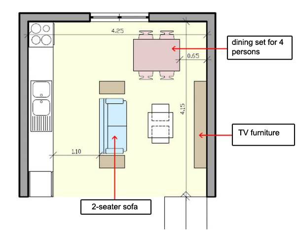 Kitchen And Living Room Floor Plan