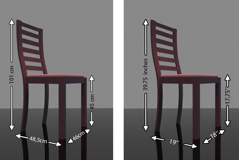 size of dining room chair