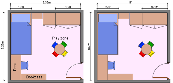 size of kids bedroom