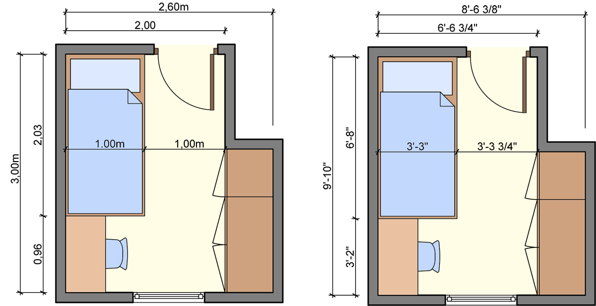 Small Single Bed Dimensions & Drawings